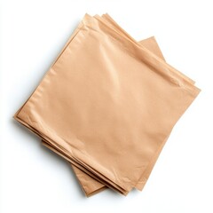 Plain brown paper napkin, isolate on a clean white background 