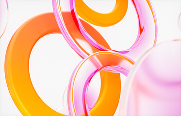 Abstract 3d background with crystal glass geometric shapes. 3d rendering