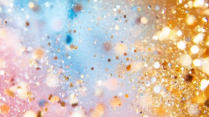 Soft Pastel Abstract Bokeh and Gold Glitter Festive Background