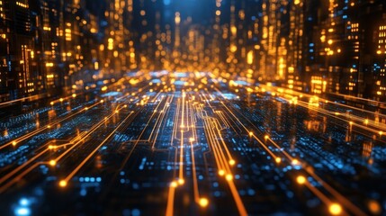 Obraz premium Digital Highway: A Glimpse into the Future of Technology