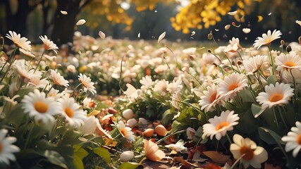 flowers fall slowly with a fresh breeze