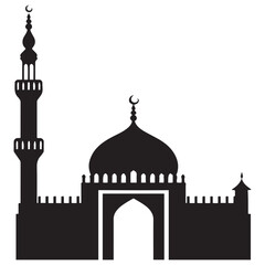 islamic mosque silhouette vector, black silhouette mosque vector illustration. with white background