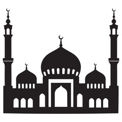 islamic mosque silhouette vector, black silhouette mosque vector illustration. with white background