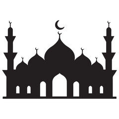 islamic mosque silhouette vector, black silhouette mosque vector illustration. with white background