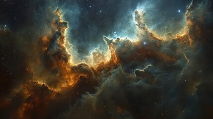 Fototapeta premium A stunning view of a vibrant colorful nebula in space