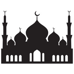 islamic mosque silhouette vector, black silhouette mosque vector illustration. with white background