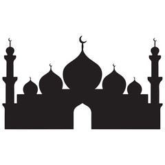 islamic mosque silhouette vector, black silhouette mosque vector illustration. with white background