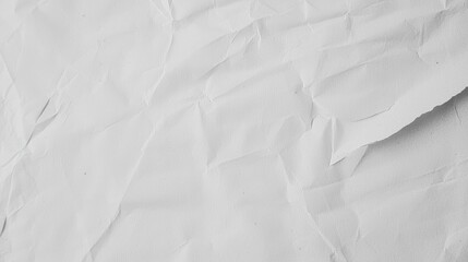 Crumpled White Paper Texture Suitable for Background and Overlay in Design Projects