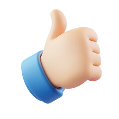 3d thumb up hand sign