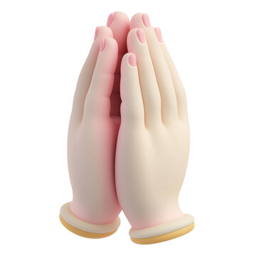 3D hands folded in prayer gesture