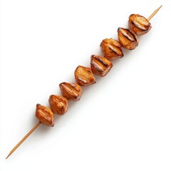 A simple wooden skewer for shish kebab, isolate on a clean white background 