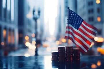 American Flag Coins Economic Growth Business Investment Finance Success