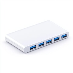 Miniature USB hub with multiple ports, isolate on a clear white background 