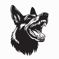 Aggressive dog shows dangerous teeth image vector isolated on white background.