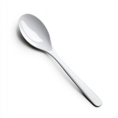 An ordinary white plastic spoon, an isolate on a pure white background 