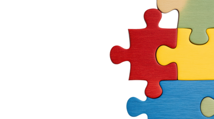 A close-up of colorful puzzle pieces against a black background, symbolizing problem-solving and creativity.
