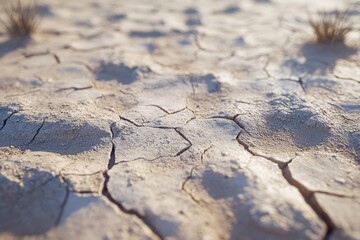 Obraz premium Close-up of cracked, dry earth revealing the harshness of drought.