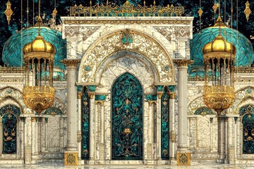 Fototapeta premium Opulent Palace Entrance A Grand Architectural