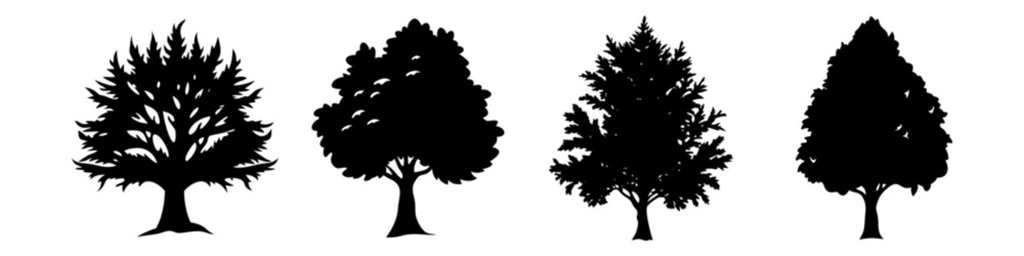 yew tree icon, yew tree silhouette vector illustration-simple silhouette illustration of yew tree, perfect for yew tree logos and icons