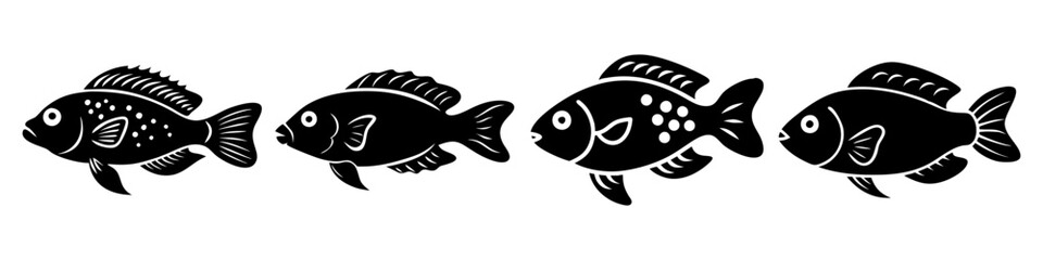 dwarf cichlid fish icon, dwarf cichlid fish silhouette vector illustration-simple silhouette illustration of dwarf cichlid fish, perfect for dwarf cichlid fish logos and icons