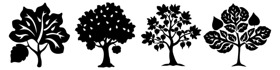 fig tree icon, fig tree silhouette vector illustration-simple silhouette illustration of fig tree, perfect for fig tree logos and icons