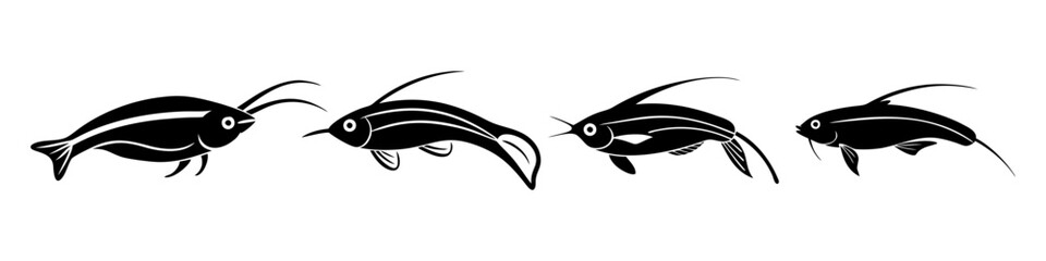 glass catfish icon, glass catfish silhouette vector illustration-simple silhouette illustration of glass catfish, perfect for glass catfish logos and icons