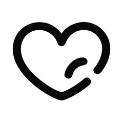 Naklejka premium Simple Black Heart Outline with Stylized Checkmark Inside, Symbolizing Love and Dynamic Action