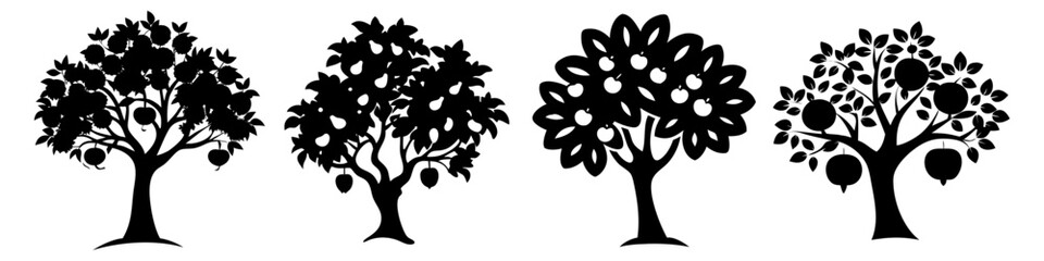 Obraz premium orange tree icon, orange tree silhouette vector illustration-simple silhouette illustration of orange tree, perfect for orange tree logos and icons