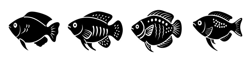 pearl gourami fish icon, pearl gourami fish silhouette vector illustration-simple silhouette illustration of pearl gourami fish, perfect for pearl gourami fish logos and icons