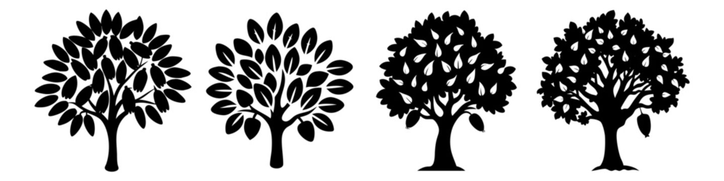 pecan tree icon, pecan tree silhouette vector illustration-simple silhouette illustration of pecan tree, perfect for pecan tree logos and icons