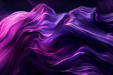 Obraz premium Abstract composition featuring flowing purple and pink silk-like fabric waves against a dark background.