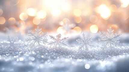Beautiful Winter Scene with Snowflakes and Bokeh Background for Christmas Celebration and Holiday Decoration