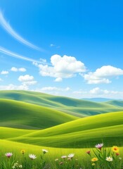 Obraz premium Serene Green Valley View