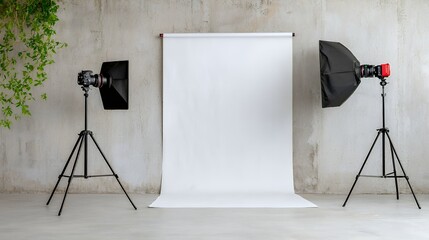 Photography Studio Setup with Backdrop and Lighting Equipment Style