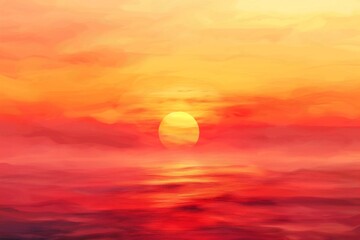 Obraz premium A breathtaking sunset over the ocean, with vibrant hues of orange and red blending beautifully.