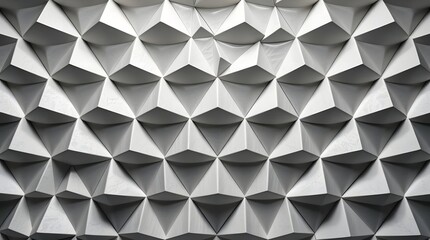 Obraz premium Geometric abstract background with a 3D pattern of white pyramidal shapes creating a modern and futuristic design with depth and symmetry