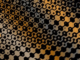 Abstract shapes in black, brown, and gray create a dynamic, diagonal pattern on a black background.