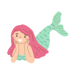Cute mermaid isolated. Creative childish underwater creature. Great for fabric, textile. Vector Illustration in pastel colors.