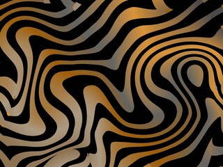 An abstract background features a swirling pattern of black, brown, and gold wavy lines, creating a dynamic and luxurious design.