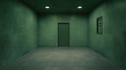 Fototapeta premium Solitary Confinement: A Dark and Gloomy Prison Cell