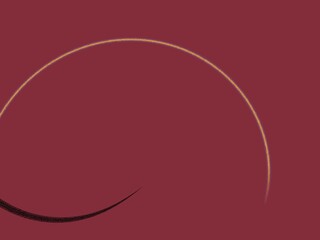 Minimalist abstract art, a gold half-circle and a black crescent curve against a deep burgundy background.