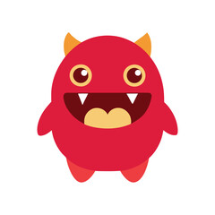 Cute Monster Sticker Icon – Vector Illustration, Kawaii Design, Cartoon Creature
