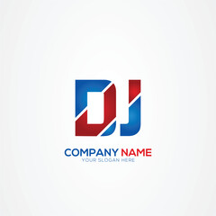 DJ or JD Creative Modern Letters Logo Design Element red and blue