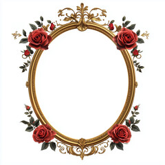 Cornice ovale con rose rosse. Spazio per immagine.