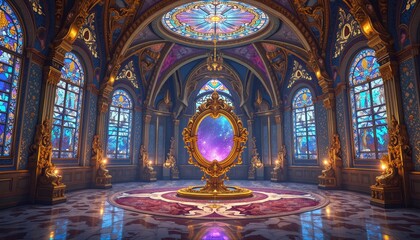 Obraz premium majestic stained glass cathedral interior with vibrant colors
