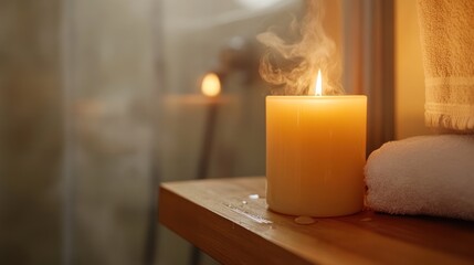 Relaxing candlelight in a bathroom