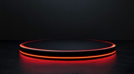Empty product display podium with red neon ring