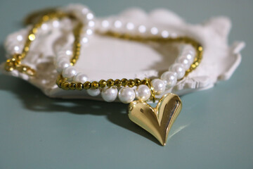 pearl necklace on a white background