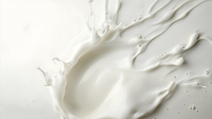 Milk splash, creamy texture, white background, dairy product, food photography