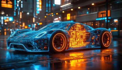 Futuristic Electric Vehicle with AI Technology and Power Control in Modern Automotive Design